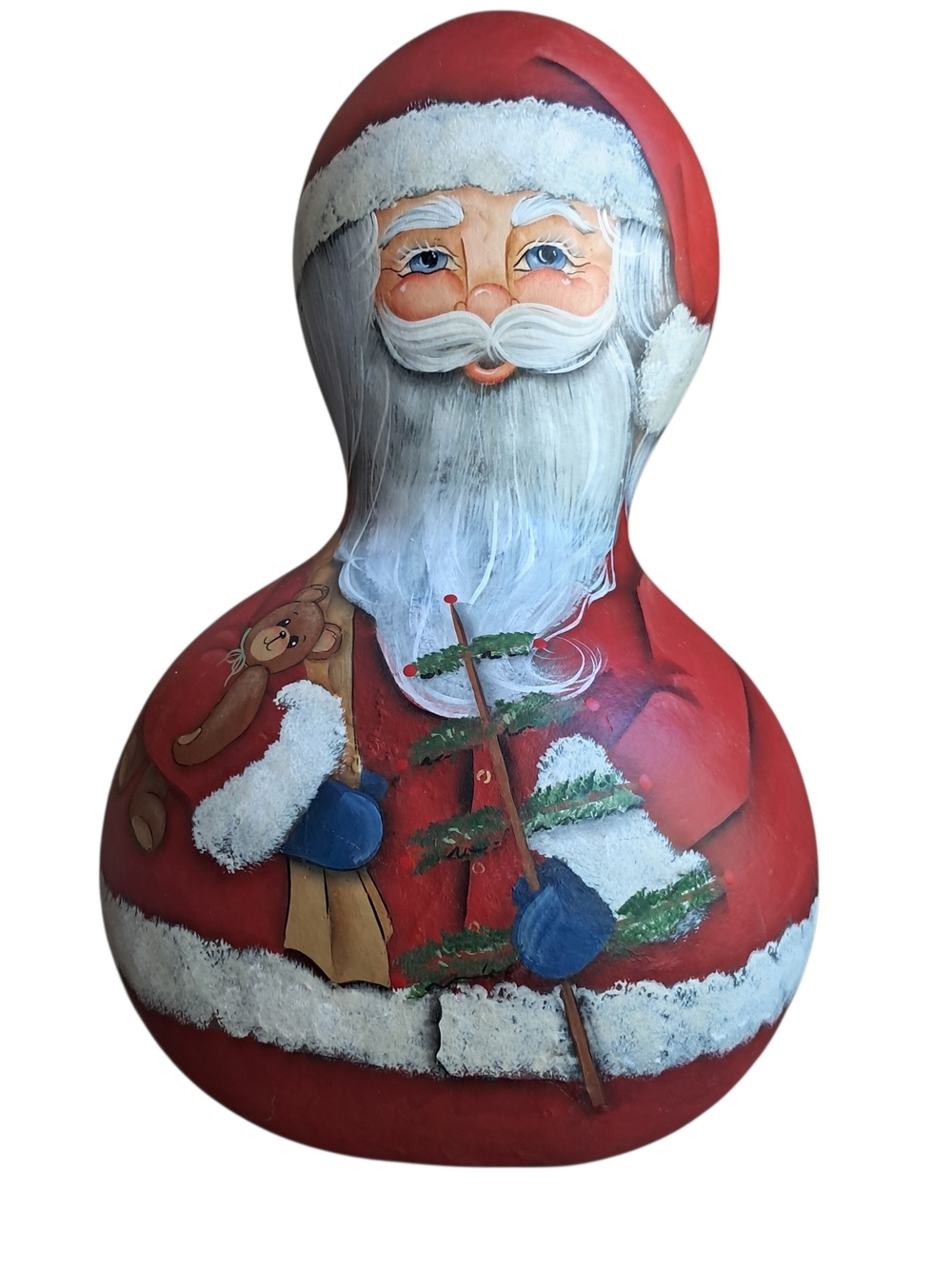 Hand-Painted Red Santa Gourd Holiday Ornament - Festive Home Holiday Decor